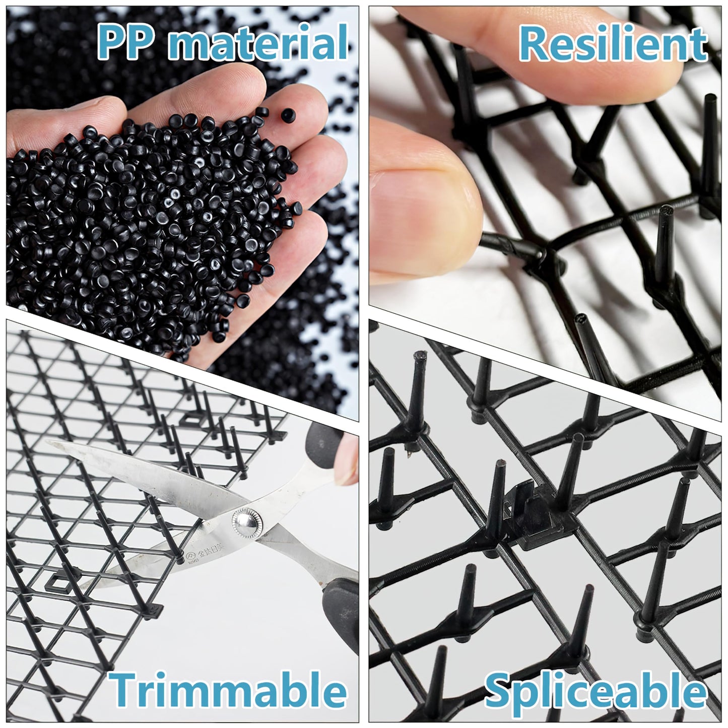 KOKMEYA Cat Repellent Mat, Black, 6.5 feet*2 with 16 Ground Stakes 16 Zip Tie, Cat Repellent Mat with Gentle Spikes for Garden/Backyard, Dog and Raccoon Deterrent Mat, 78.74 inches x 11 inches.