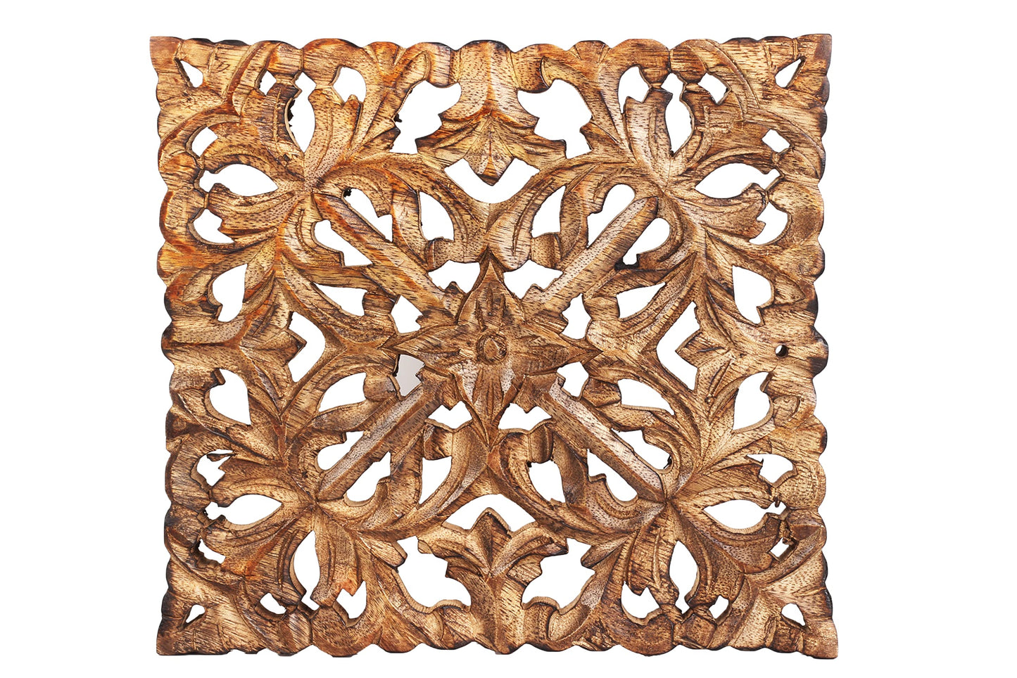 Wooden Set of 2 Mandala Design Trivet for Hot Dishes Plates & Pots Holder Hot Pad for Kitchen & Dining Table Décor Cookware Heat Resistant Rustic Decorative Carvings 8 Inches (Design1)
