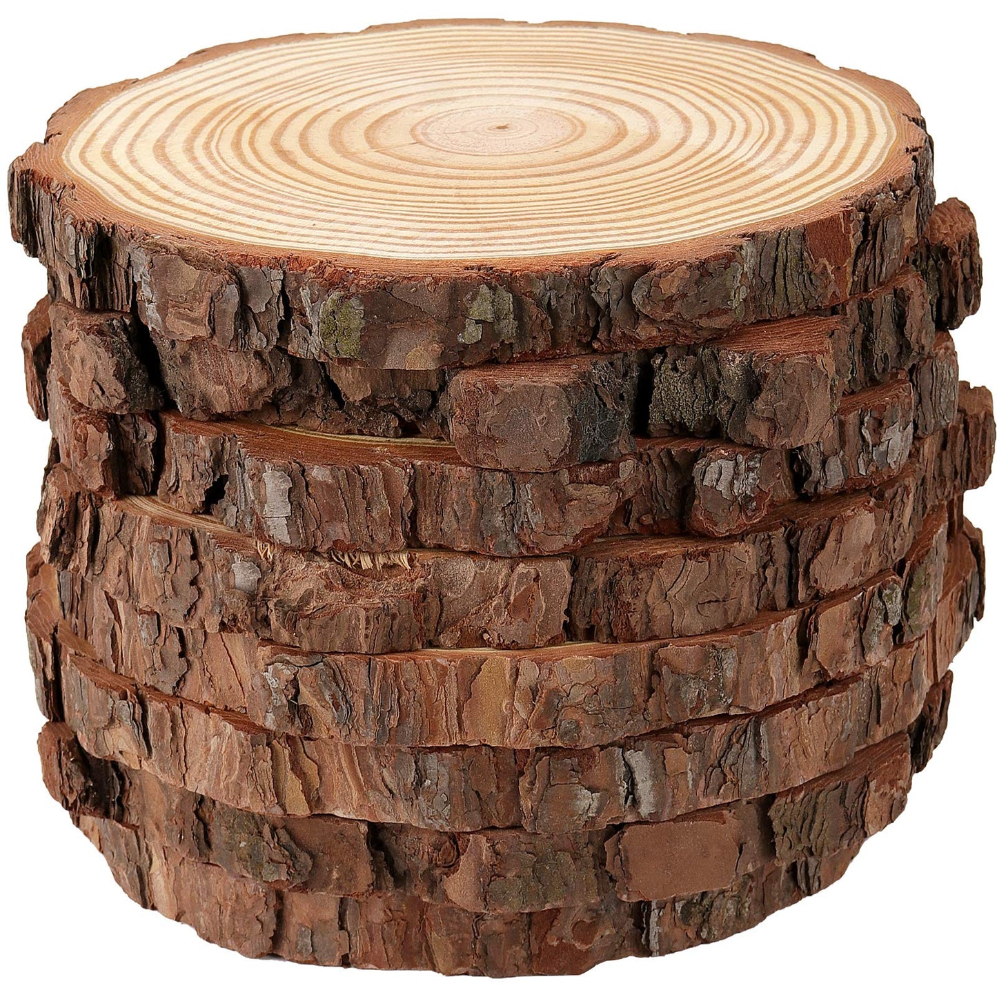 HOZEON 8 PCS 8-9 Inches Natural Wood Slices, Smooth Rustic Unfinished Wood Slices, Wood Slices for Crafts, Arts, Wedding Decoration, Christmas, Ornaments, DIY Crafts