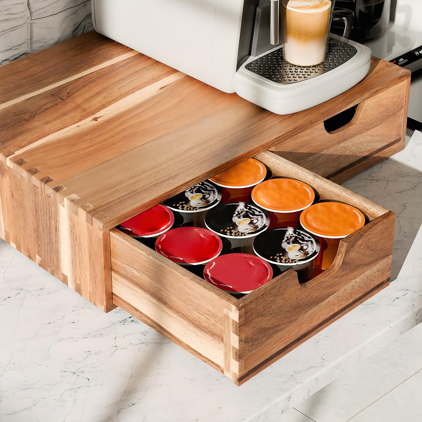 Wooden K Cup Organizer, Acacia Coffee Pods and Tea Organizer Holder