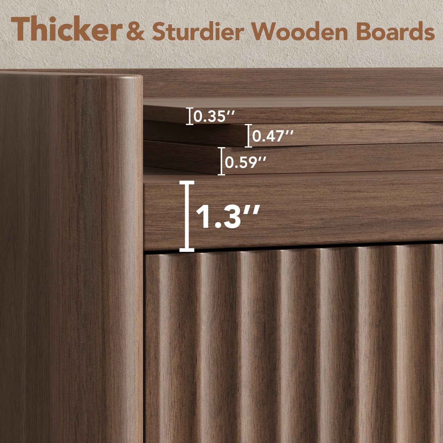 Decofy 6 Drawer Dresser for Bedroom, Fluted Dressers with Rounded Edge & Raised Lip Top, Anti-Tip Chest of Drawers for Living Room, Hallway, Entryway, Walnut