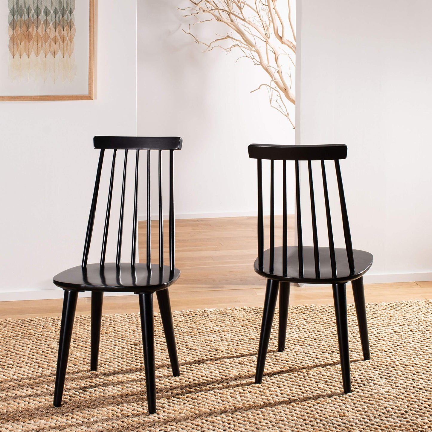SAFAVIEH Furniture - Burris Side Chair Set of 2 - Black - Solid Wood - Modern Clean-Line Design - Ideal for Dining Room, Kitchen, Living Room, 17.7" Seat Height (AMH8511A-SET2)