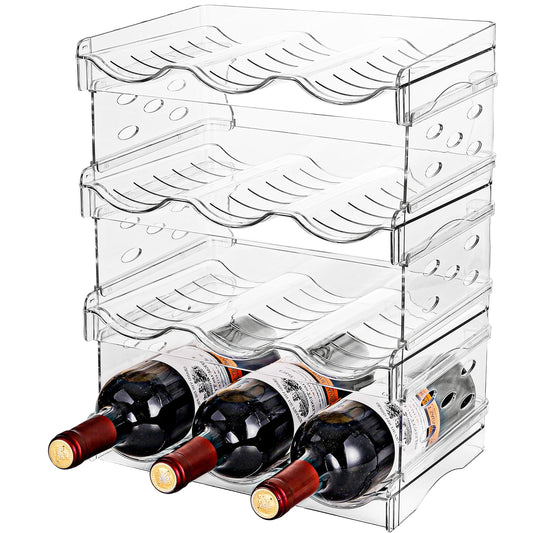 Baosia Stackable Wine Rack,Wine Bottle Holder for Inside Cabinet,for Pantry,Refrigerator,Countertop Organization-4 Tiers for 12 Bottles
