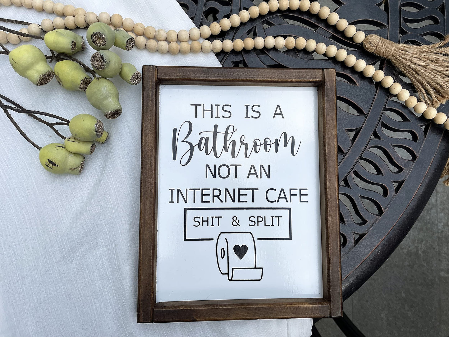 This is a Bathroom Not an Internet Cafe, Funny Bathroom Sign, Toilet Paper Sign, Farmhouse Bathroom Humor Sign, Shelf Sitter,Guests Bathroom Signs Rustic Modern Farmhouse Decor, Kid's Bathroom Decor
