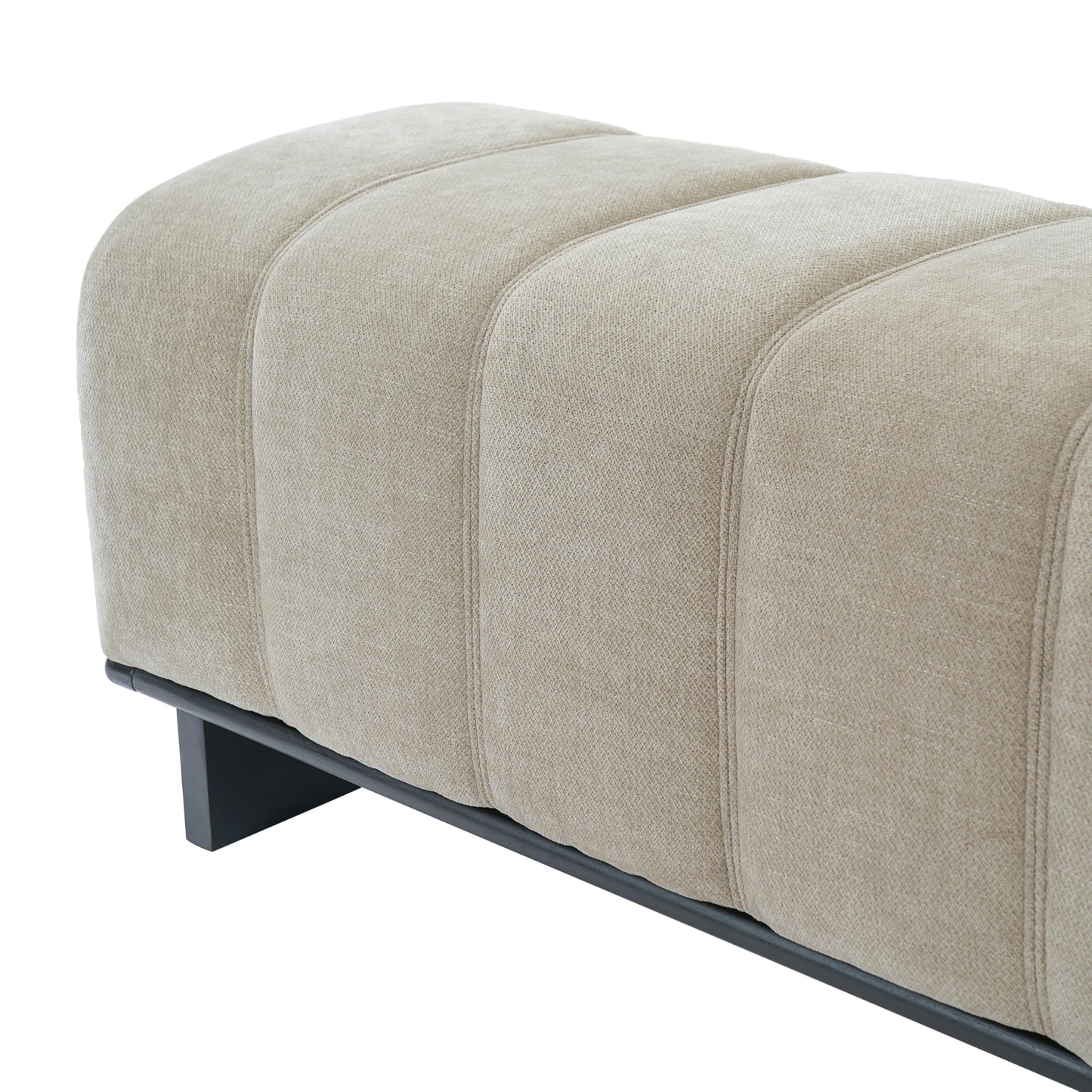 Christopher Knight Home Lamie 49.13" Chenille Upholstered Dining Bench, Wooden Entryway Bench, Long Sofa Footstool for Living Room, Bedroom End of Bed Bench, Oatmeal+Black