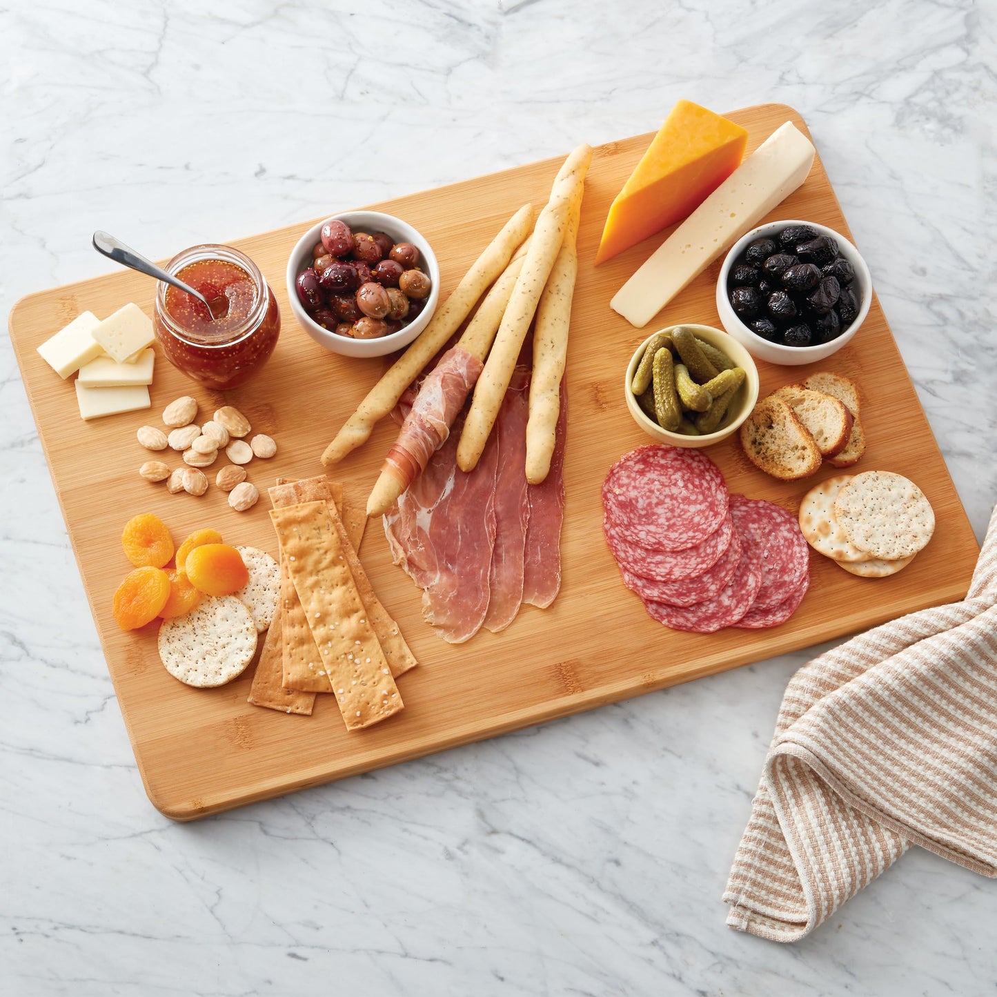 Farberware Extra-Large Wood Cutting Board, Reversible Chopping Board for Kitchen Meal Prep and Serving, Charcuterie Board, 14.17-Inch x 20.08-Inch, Bamboo