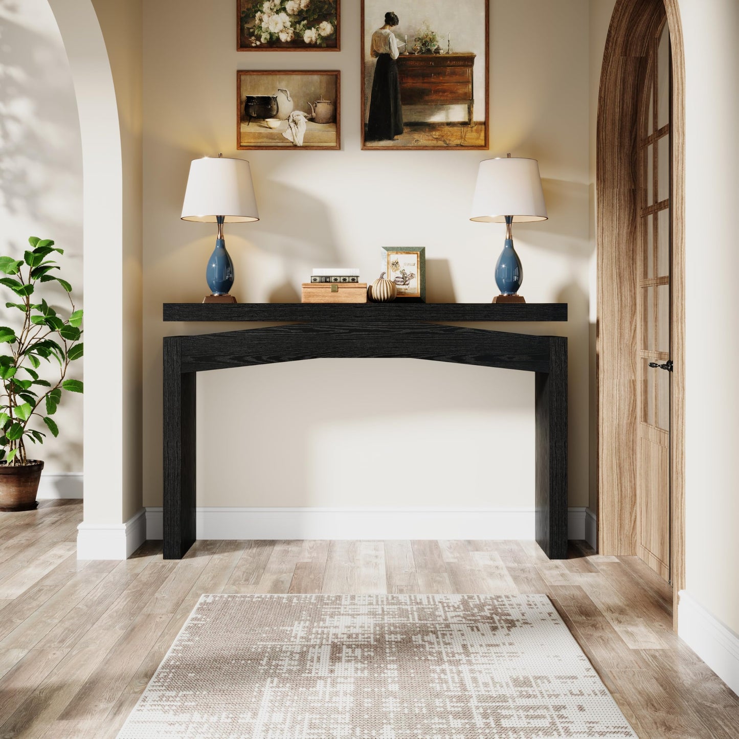 Celaform Console Table for Entryway, 47.2 Inch Long Sofa Table Behind Couch, Farmhouse Wood Style Accent Foyer Entrance Tables for Living Room, Hallway, Easy Assembly (Black)