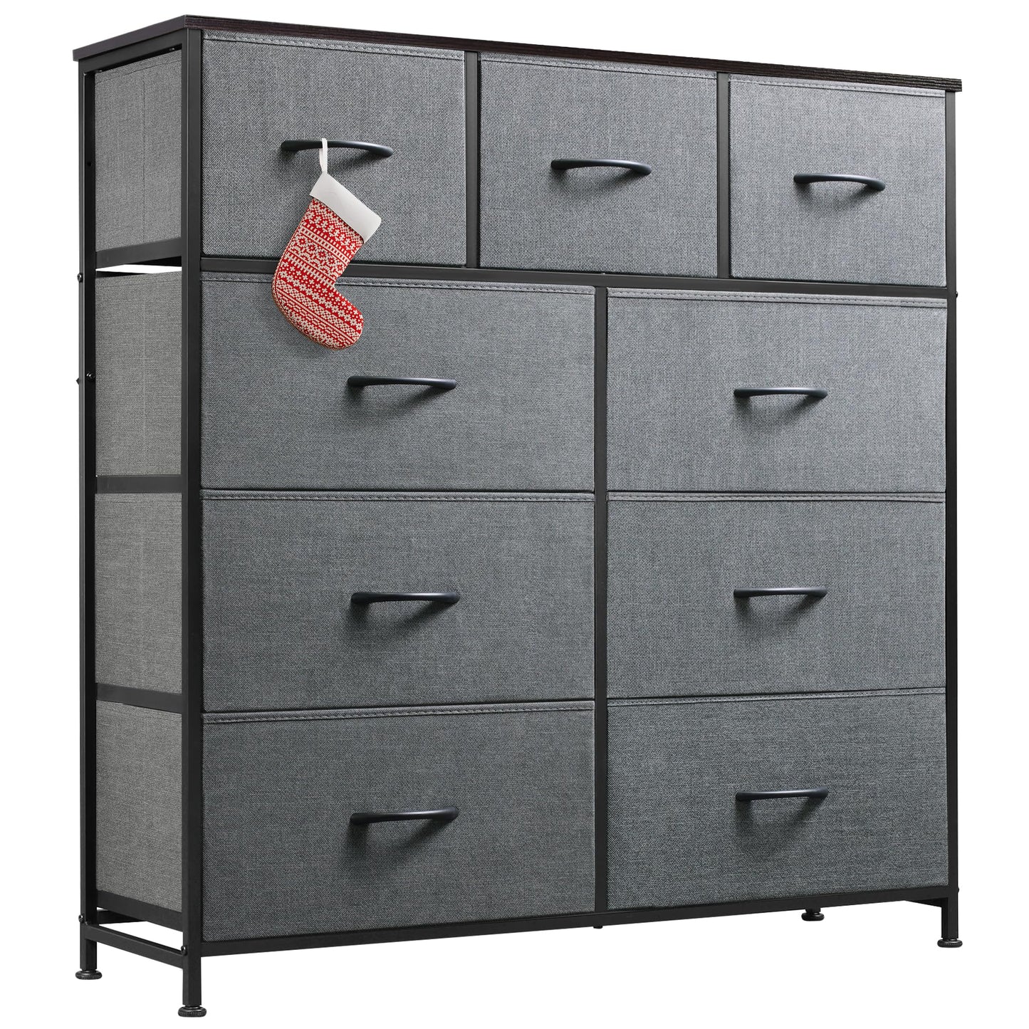 WLIVE 2 Sets 9 Drawer Dresser, Dresser for Bedroom, Closet, Hallway, Storage Organizer Unit, Dressers & Chests of Drawers with Fabric Bins