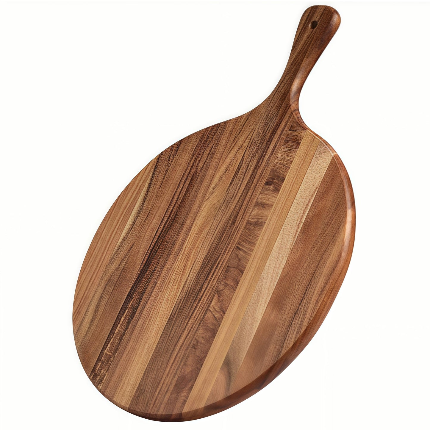 Eugelrom Acacia Wood Round Cutting Board with Handle -16" x 12" Large Charcuterie Board, Wooden Chopping Board for Kitchen, Meat & Cheese Serving Tray, Decorative Butcher Block, Ideal for Pizza