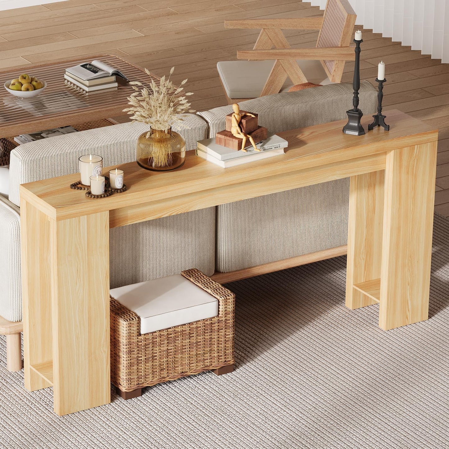 Garvee 70.9 Inch Console Tables for Living Room, Farmhouse Long Narrow Entryway Table for Entrance, Hallway, Foyer - Rustic Wooden Rectangular Simple Home Furniture - Easy Assembly - Oak