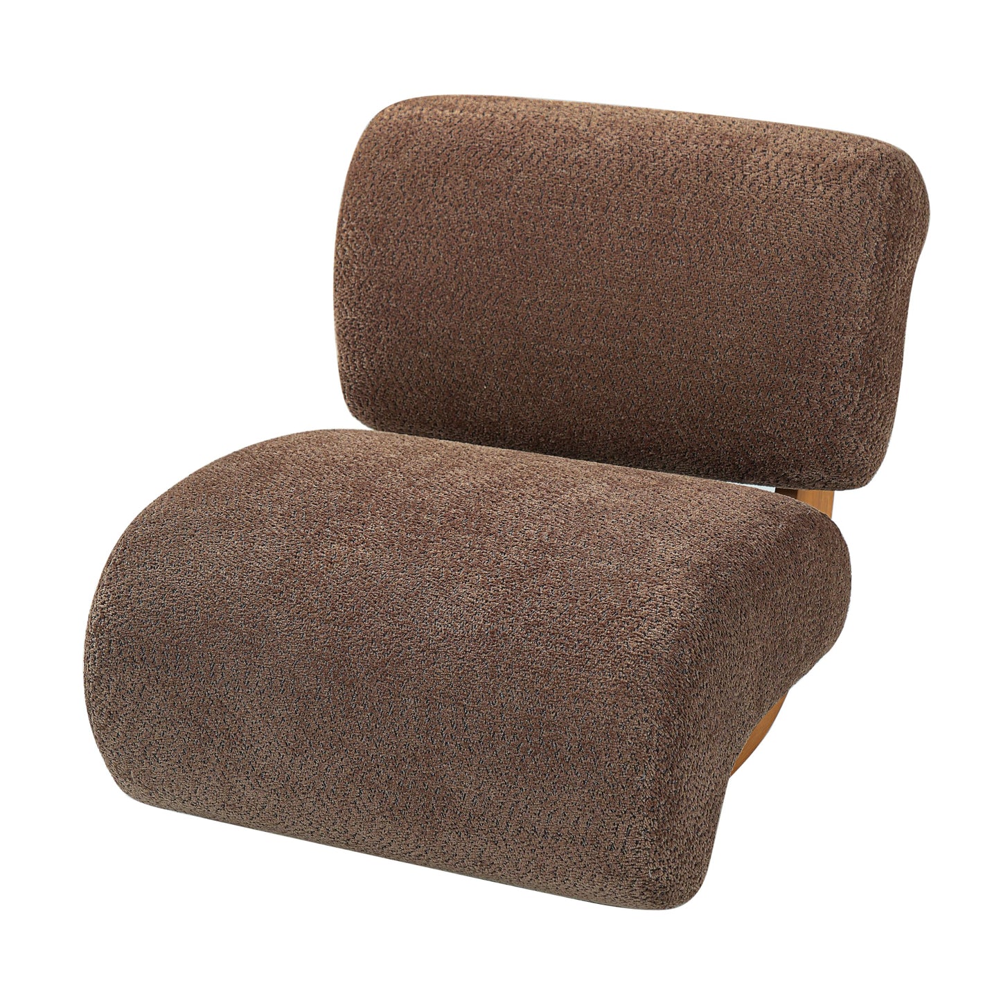 Christopher Knight Home Cubis Low Profile Accent Chair, Modern Living Room Armless Lounge Chair, Boucle Upholstered Reading Chair, Wooden Frame and Thick Padded Seat, Brown