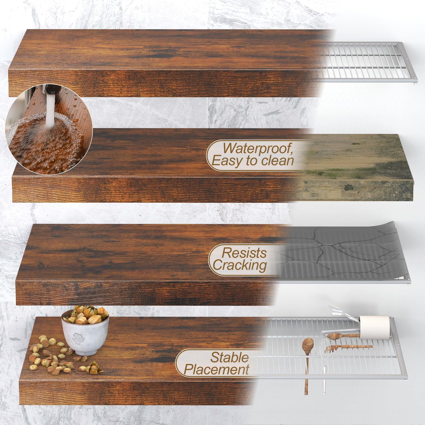 MyLifeUNIT Wire Shelf Covers, 4 PCS 35.8" W x 16" D Wood Wire Rack Covers for Pantry, Closet, Laundry Room