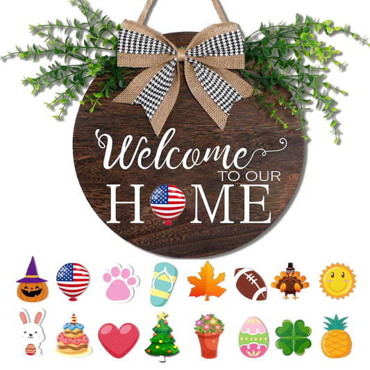 Yonuni 12x12 Inch Interchangeable Welcome to Our Home Door Sign