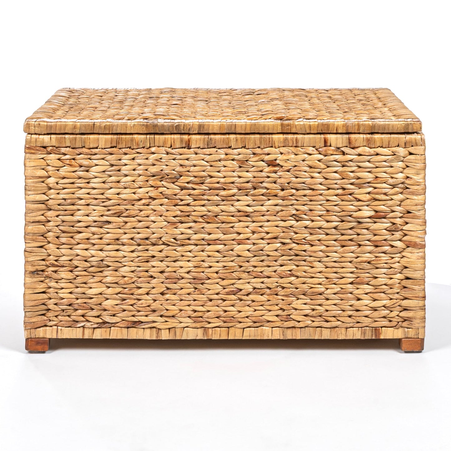 happimess HPM9005A Anada Wicker Weave 30" Storage Trunk, Wooden Frame/Water Hyacinth, Farmhouse, Transitional, Coastal, Rustic for Office, Dorm Room, Living-Room, Bedroom, Dining-Room, Natural