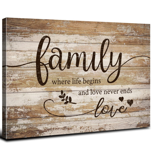 Vintage Family Wall Decor for Living Room Farmhouse Family Canvas Wall Art Bedroom Decor Rustic Sign Sweet Quotes Prints Retro Kitchen Signs Wooden Pictures Christian Artwork Home Decoration 16x24”