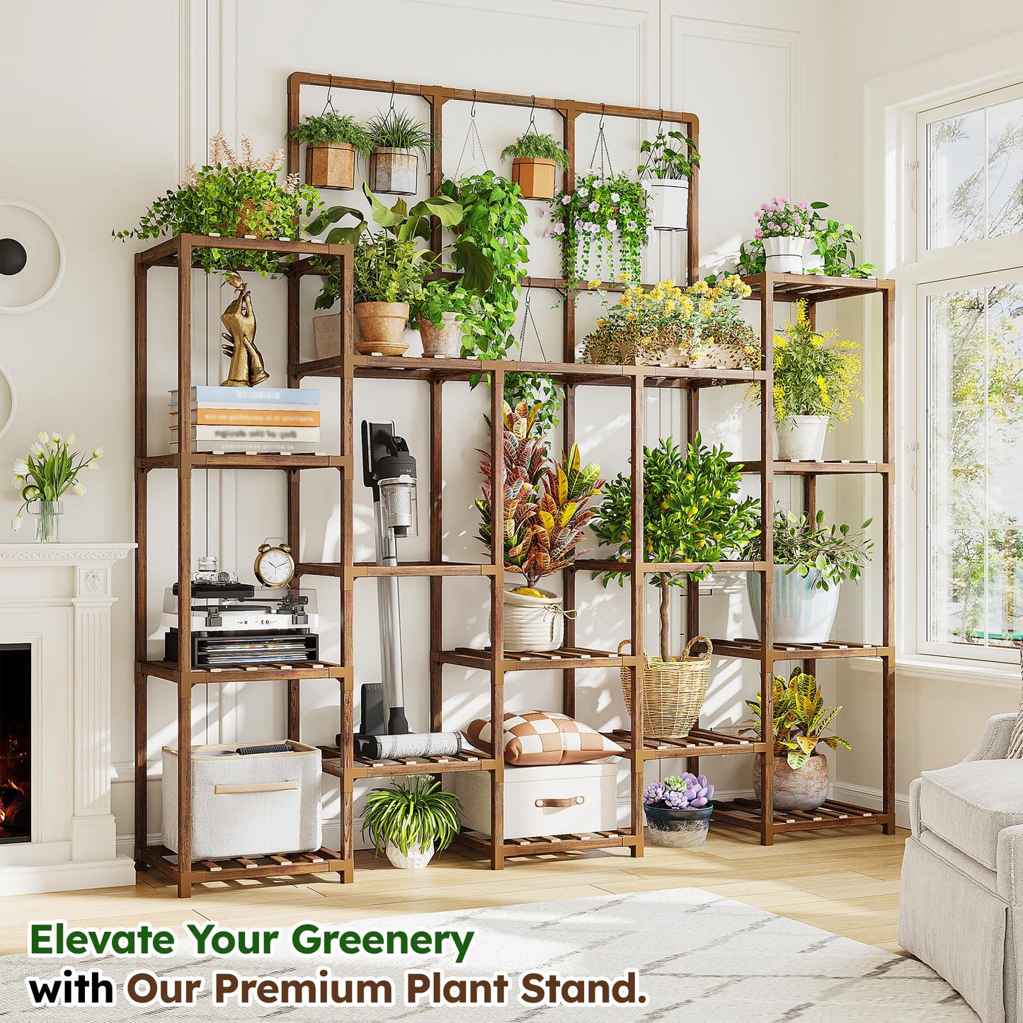 EnHomee Tall Plant Stand, 63''H Large Plant Stand for Multiple Plants Pot, Indoor Plants Shelves for Living Room, Patio, Balcony, Yard, Garden