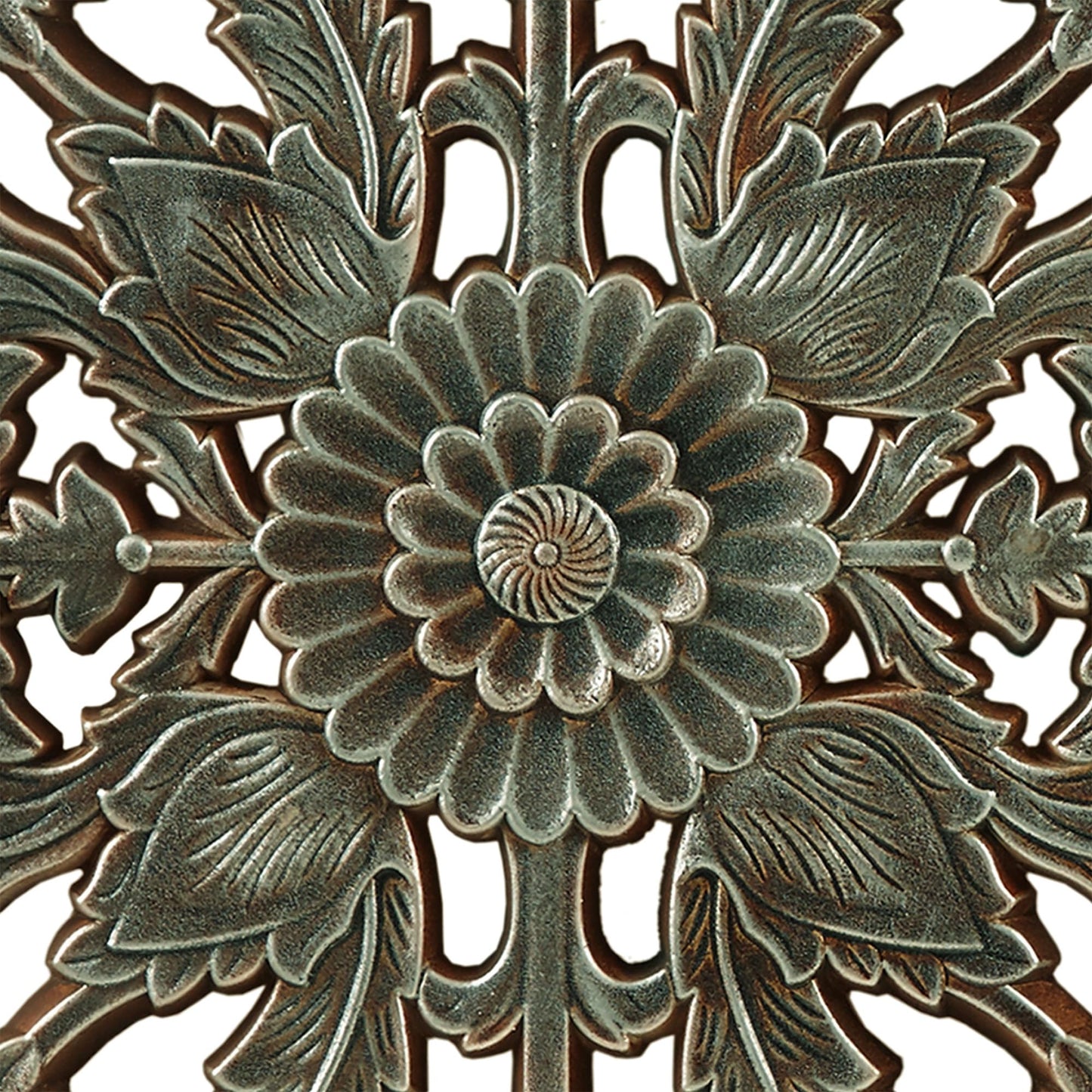Madison Park Carved Wood Wall Art 2 Piece, Floral Wooden Carving Wall Decor, Blue Wall Art Living Room Bedroom, Copper Embellished Boho, Ready to Hang, 15.75"W x 31.5"L, Patina Blue