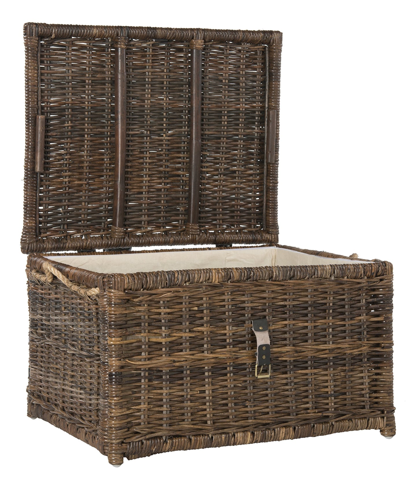 happimess HPM9001B Caden 30" Wicker Storage Trunk, Collapsible for flat storage, Rattan-Sarang Buaya, Coastal for Office, Dorm Room-LivingRoom, Bedroom, Dining Room, Brown