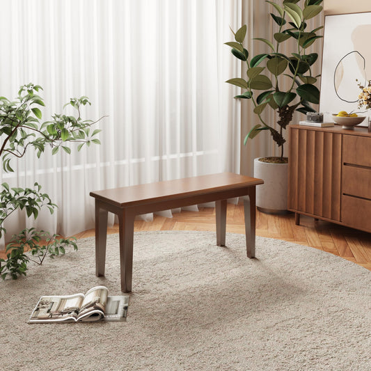 Wilk Wooden Entryway Bench, 39’’ Indoor End of Bed Bench, 100% Solid Oak Wood (Brown)