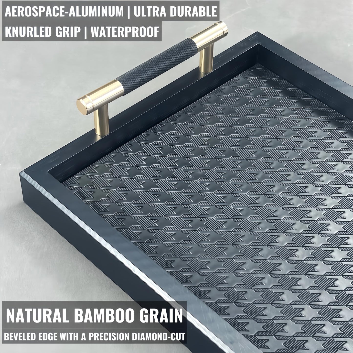 Bamboo Vanity Tray with 4 Tier Wooden Cologne Organizer in Grey