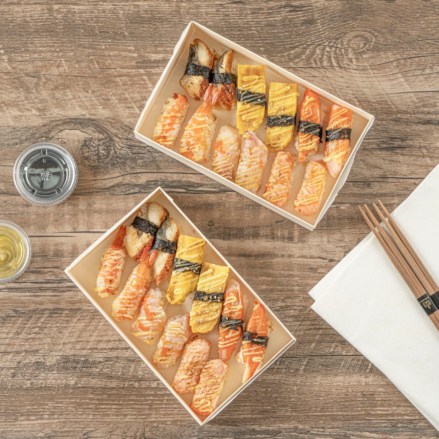 Restaurantware Wooden Bento Boxes 100 Pack of 7.9" x 4.8" Foldable Wooden Take Out Containers Sustainable Freezer-Safe Japanese Style Rectangular Lunch Boxes for Office, Camping, Sushi, Potluck