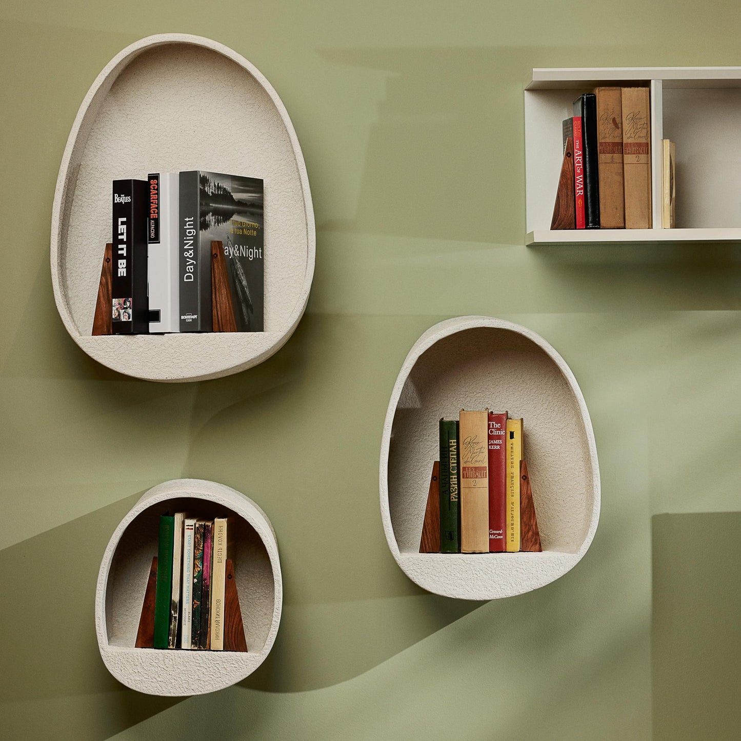 TILISMA Walnut Bookends for Shelves | Wooden Book Ends for Shelves | Sturdy Book Holders, Stoppers with Metal Base for Bookshelves | Slick Decorative Bookends Stands Firmly on Bookshelf (4 Pairs)