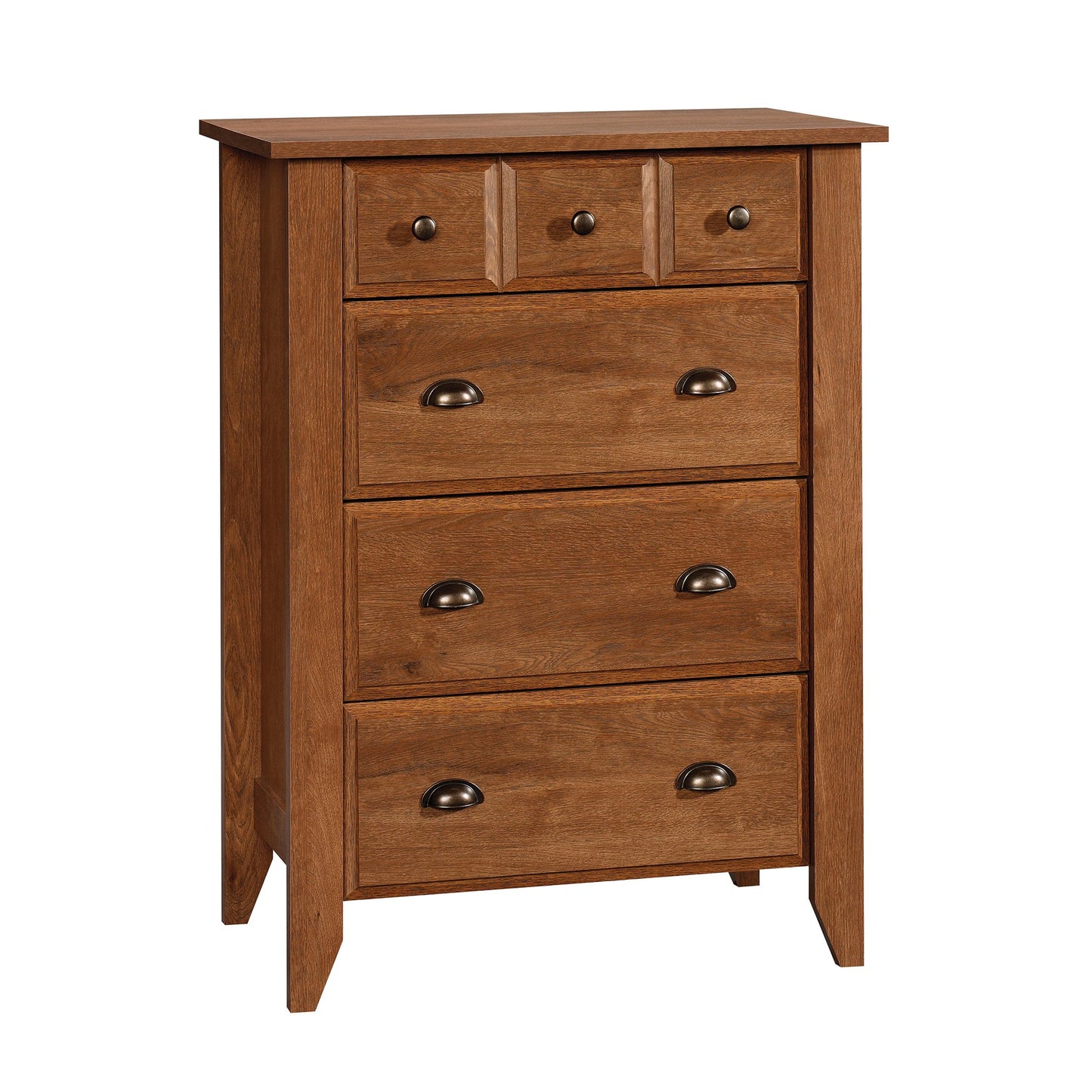 Sauder Shoal Creek 4-Drawer Chest, Tall Dresser Chest of Drawers, in Oiled Oak