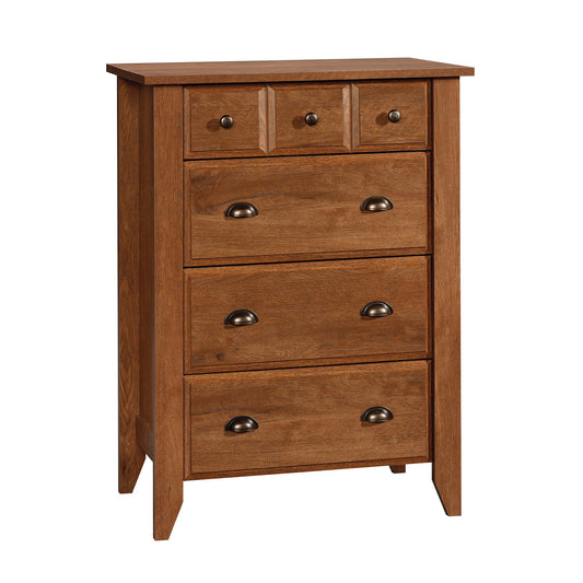 Sauder Shoal Creek 4-Drawer Chest, Tall Dresser Chest of Drawers, in Oiled Oak