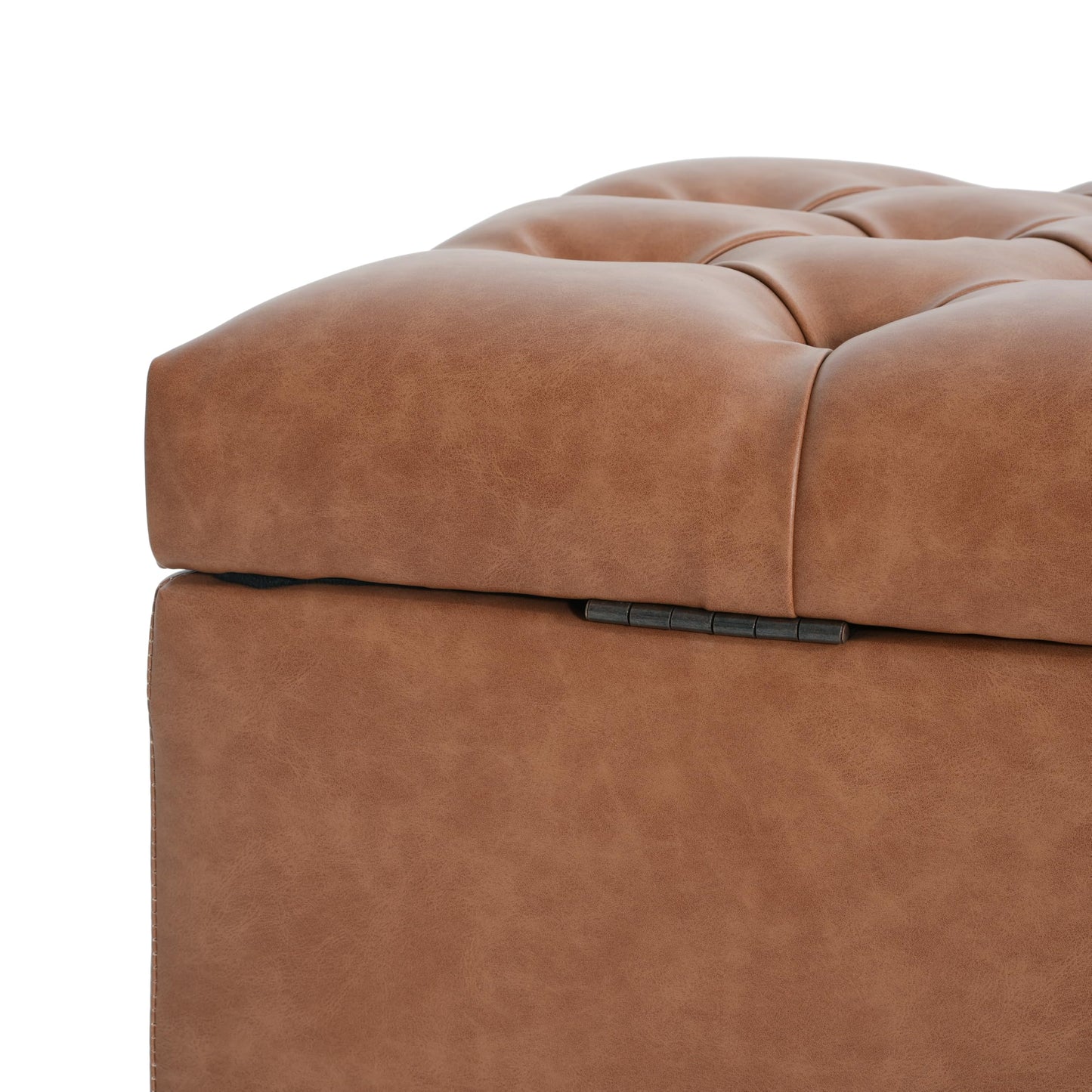 Christopher Knight Home Ottilie PU Leather Storage Ottoman Bench, Wooden Rectangular Ottoman with Storage, Bedroom End of Bed Foot Stool, Entryway Ottoman Footrest, Living Room Extra Seat, Brown