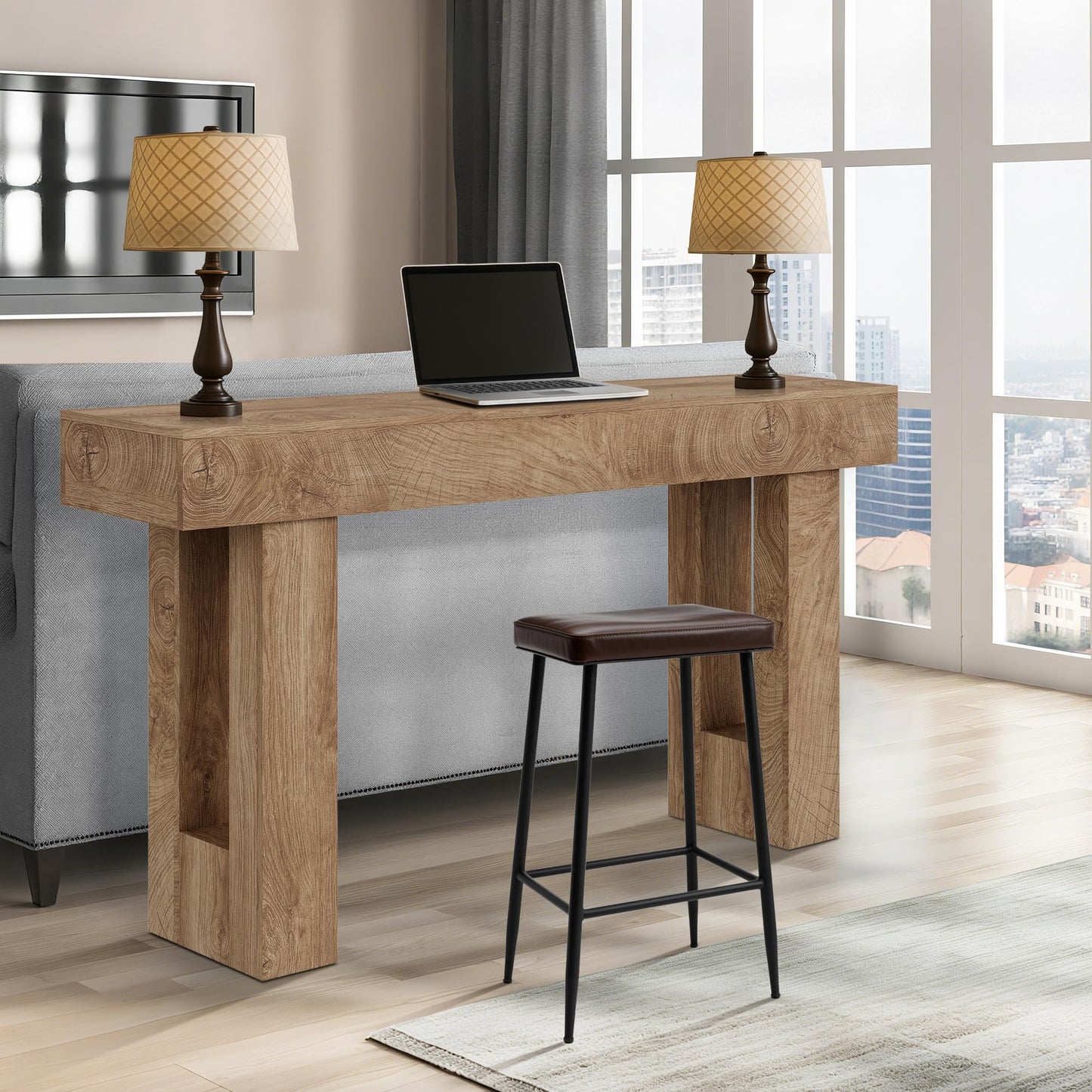 GarveeTech 63" Console Table for Entryway, Narrow Sofa Table Behind Couch, Wooden Hallway Table for Living Room, Foyer Entry Table
