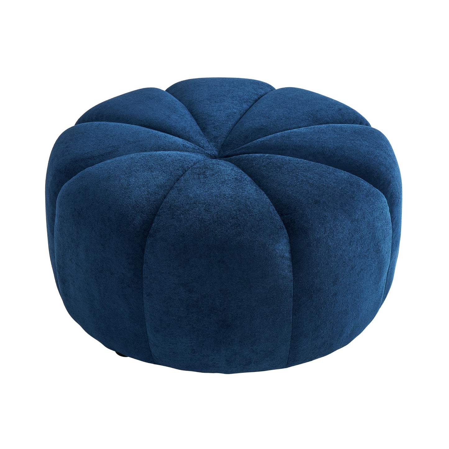 Christopher Knight Home Lavir Velvet Ottoman Coffee Table, Wooden Round Cocktail Ottoman, Living Room Sofa Footstool, Round Ottoman Footrest, Navy Blue