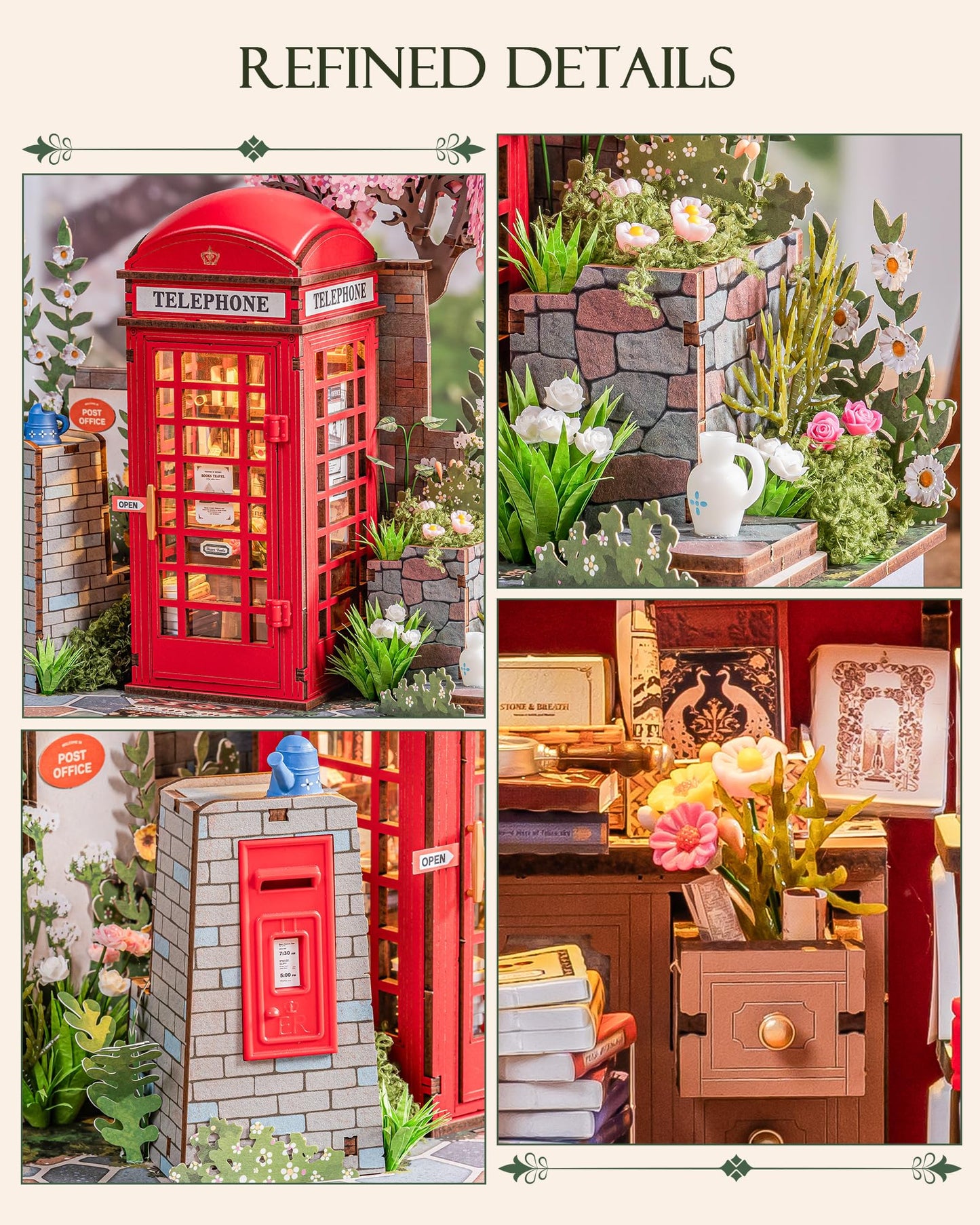 Rolife 3D Puzzles for Adults Blossom Book Booth, Toy Model Building Set for Adults for Table Toys & Home Decor, Creative Birthday Gift for Girls&Boys (116 PCS)