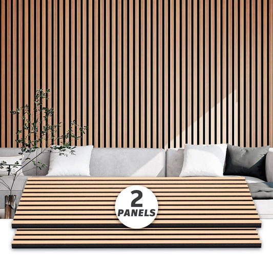 Wall Panels for Interior Wall Decor Acoustic Panels Sound Absorbing, Wooden Panels TV Wall Decor Decorative Noise Cancelling Wainscoting Panels for Bedroom, Living Room 2 Pack 48x24 Inch