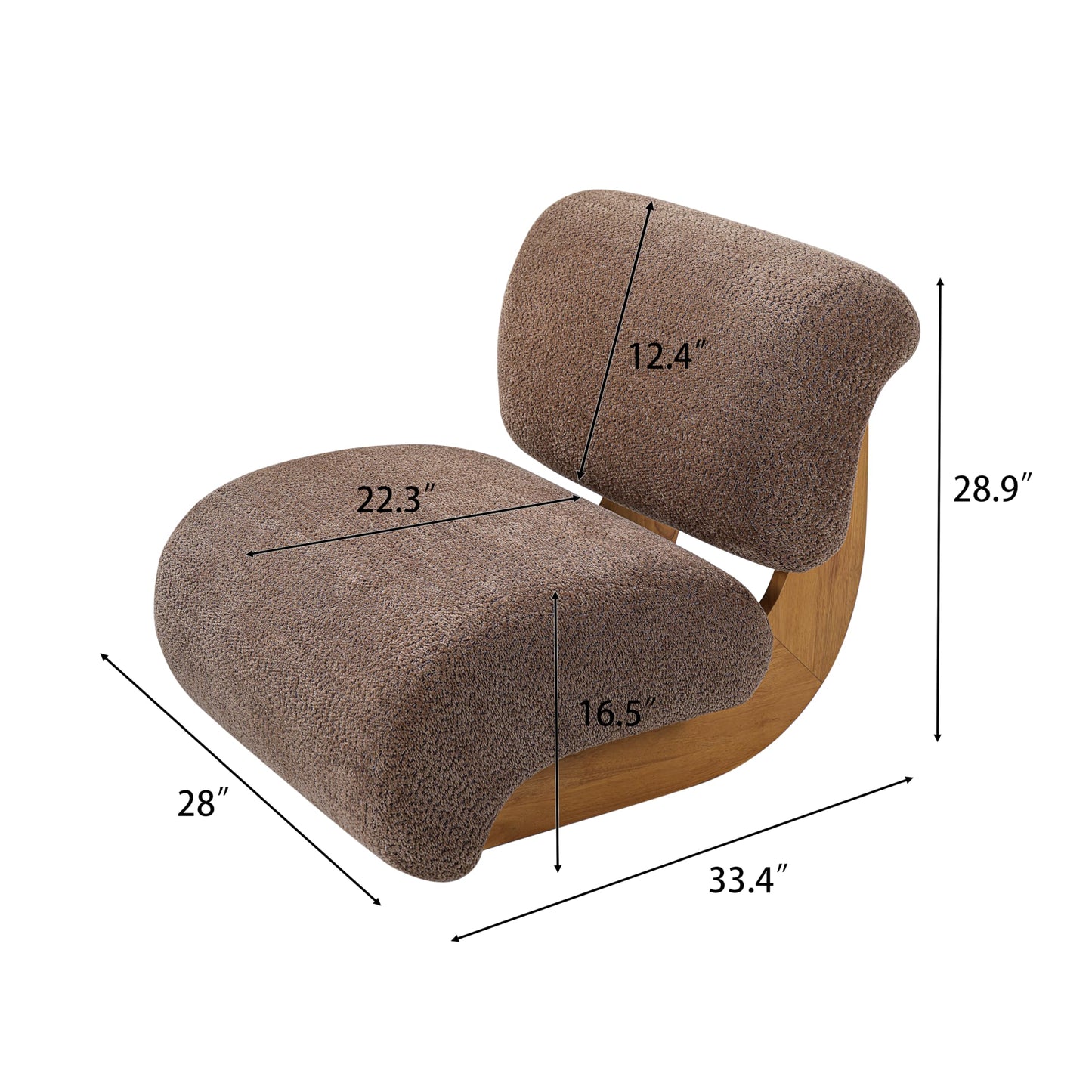 Christopher Knight Home Cubis Low Profile Accent Chair, Modern Living Room Armless Lounge Chair, Boucle Upholstered Reading Chair, Wooden Frame and Thick Padded Seat, Brown