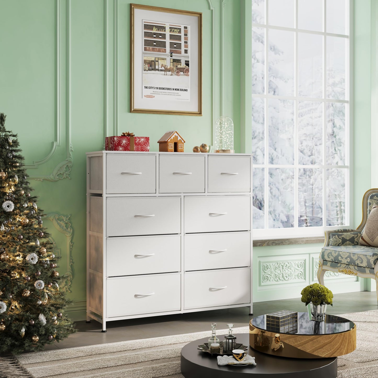 WLIVE 3 Drawer, 5 Drawer and 9 Drawer Dresser Set, Dresser for Bedroom, Closet, Hallway, Storage Organizer Unit, Dressers & Chests of Drawers, White