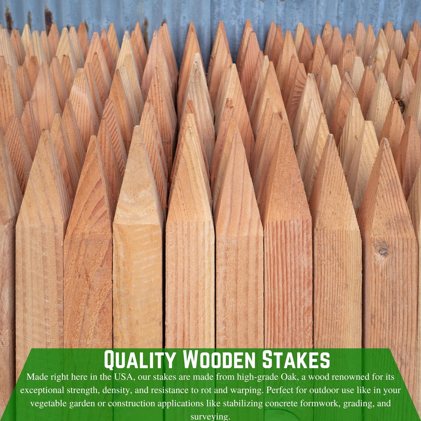 Farm Plastic Supply - 2 Foot Wooden Stakes - Wooden Garden and Sign Posts, Silt Fence, Wood Sticks, Tomato Stakes, Bundle, Construction, Fence (5 Pack)