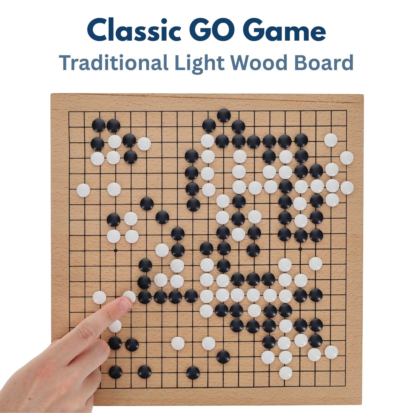 WE Games Go Game Set 11.75 Inch - Traditional Go Set with Light Wooden Board 19 Tiles, Wood Veneer Goban, Strategy Board Games for Adults, Go Board Game 19x19 Tiles