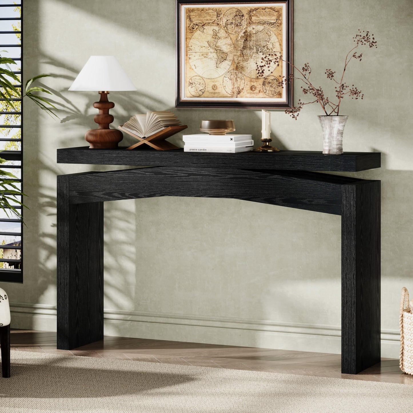 Celaform Console Table for Entryway, 47.2 Inch Long Sofa Table Behind Couch, Farmhouse Wood Style Accent Foyer Entrance Tables for Living Room, Hallway, Easy Assembly (Black)