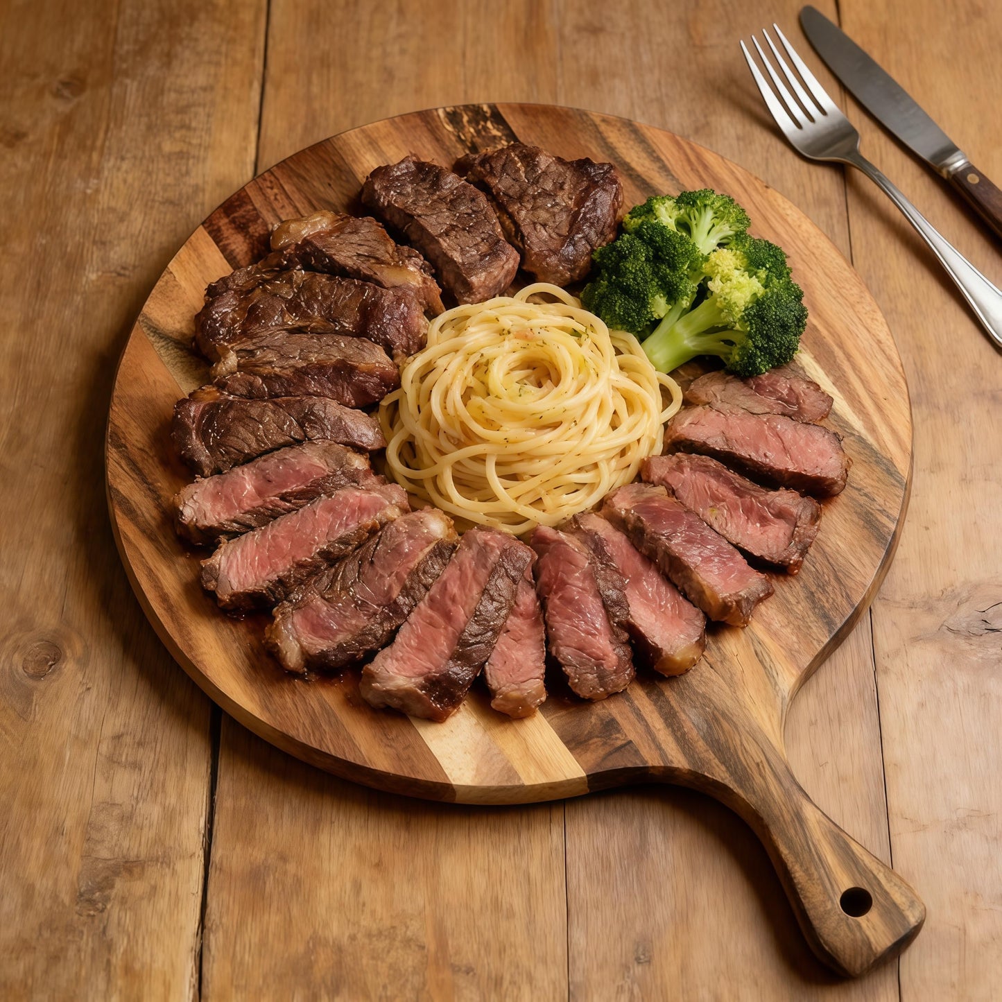 Eugelrom Acacia Wood Round Cutting Board with Handle -16" x 12" Large Charcuterie Board, Wooden Chopping Board for Kitchen, Meat & Cheese Serving Tray, Decorative Butcher Block, Ideal for Pizza