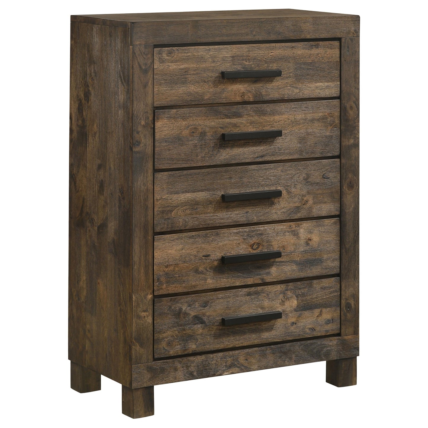 Coaster Home Furnishings Woodmont Farmhouse Wood 5-Drawer Bedroom Chest of Drawers Chiffonier Clothing Storage Cabinet Bedroom Armoire Tall Dresser Organizer Unit Rustic Golden Brown 222635
