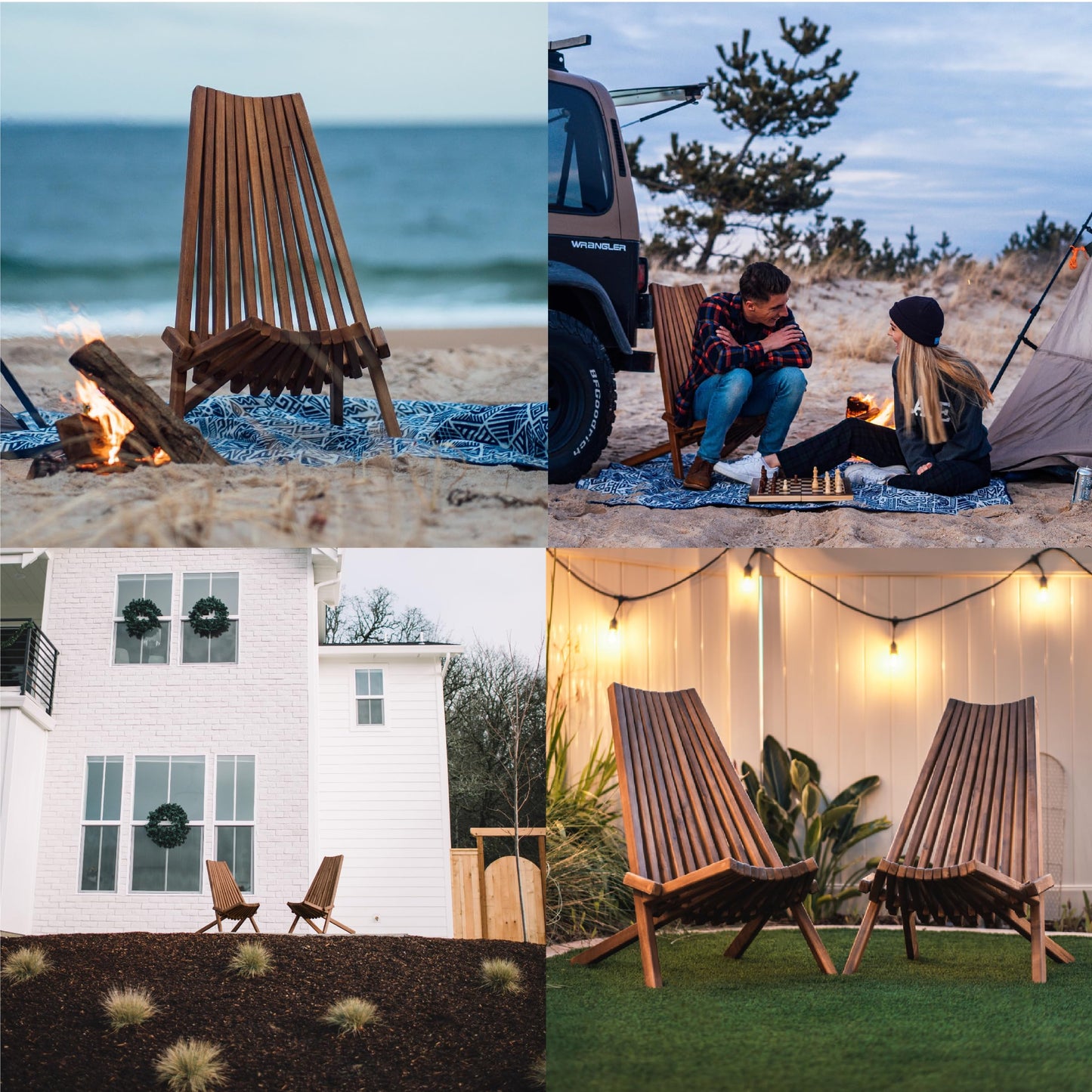 CleverMade Tamarack Folding Wooden Outdoor Chair -Stylish Low Profile Acacia Wood Lounge Chair for the Patio, Porch, Lawn, Garden or Home Furniture - Cinnamon