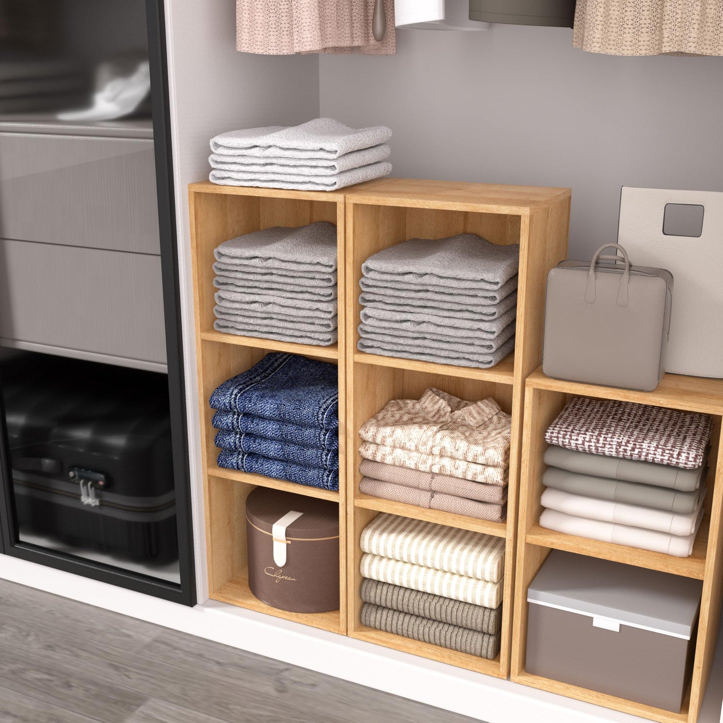 NewBeth Wooden 2 Cube Storage Organizer, 2 Tier Storage Cubes Storage Display Cubby, Versatile Cubes Shelf and Cubby Organizer for Any Space (Oak, 2 Cube-W(11.8inch)