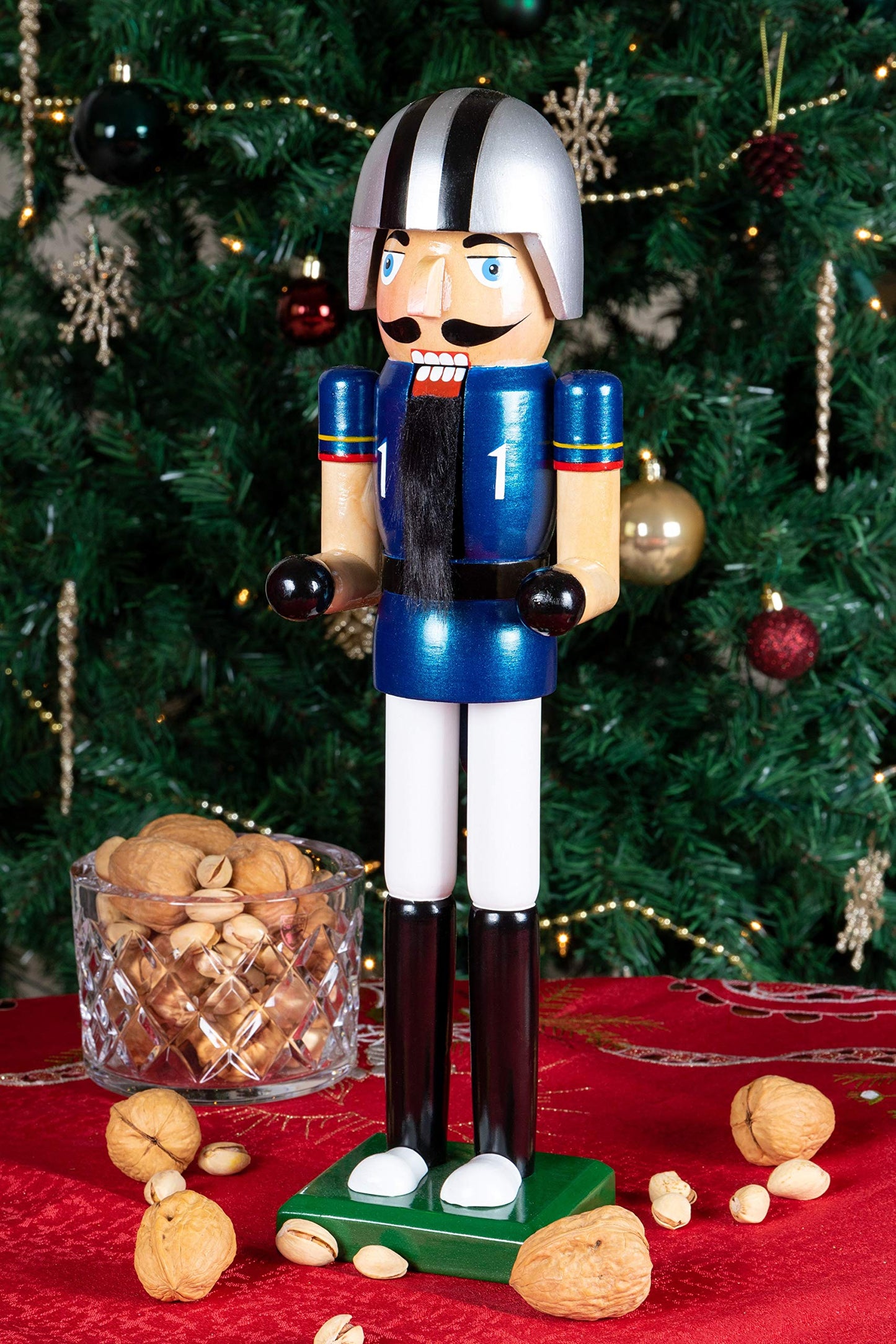 Clever Creations Football Player 15 Inch Traditional Wooden Nutcracker, Festive Christmas Décor for Shelves and Tables