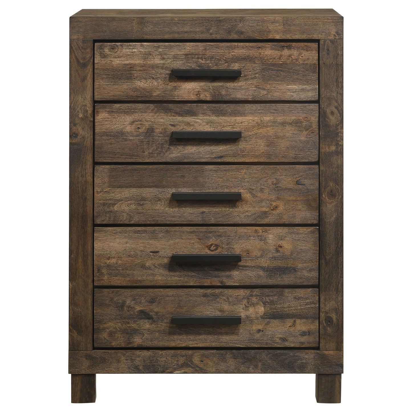 Coaster Home Furnishings Woodmont Farmhouse Wood 5-Drawer Bedroom Chest of Drawers Chiffonier Clothing Storage Cabinet Bedroom Armoire Tall Dresser Organizer Unit Rustic Golden Brown 222635