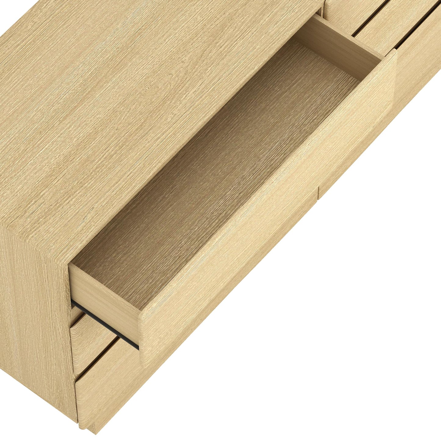 Manhattan Comfort Ardea Modern 6 Drawer Dresser, 72" Wide Minimalist Contemporary Storage, Smooth-Glide Handle-Free Drawers, Natural Oak