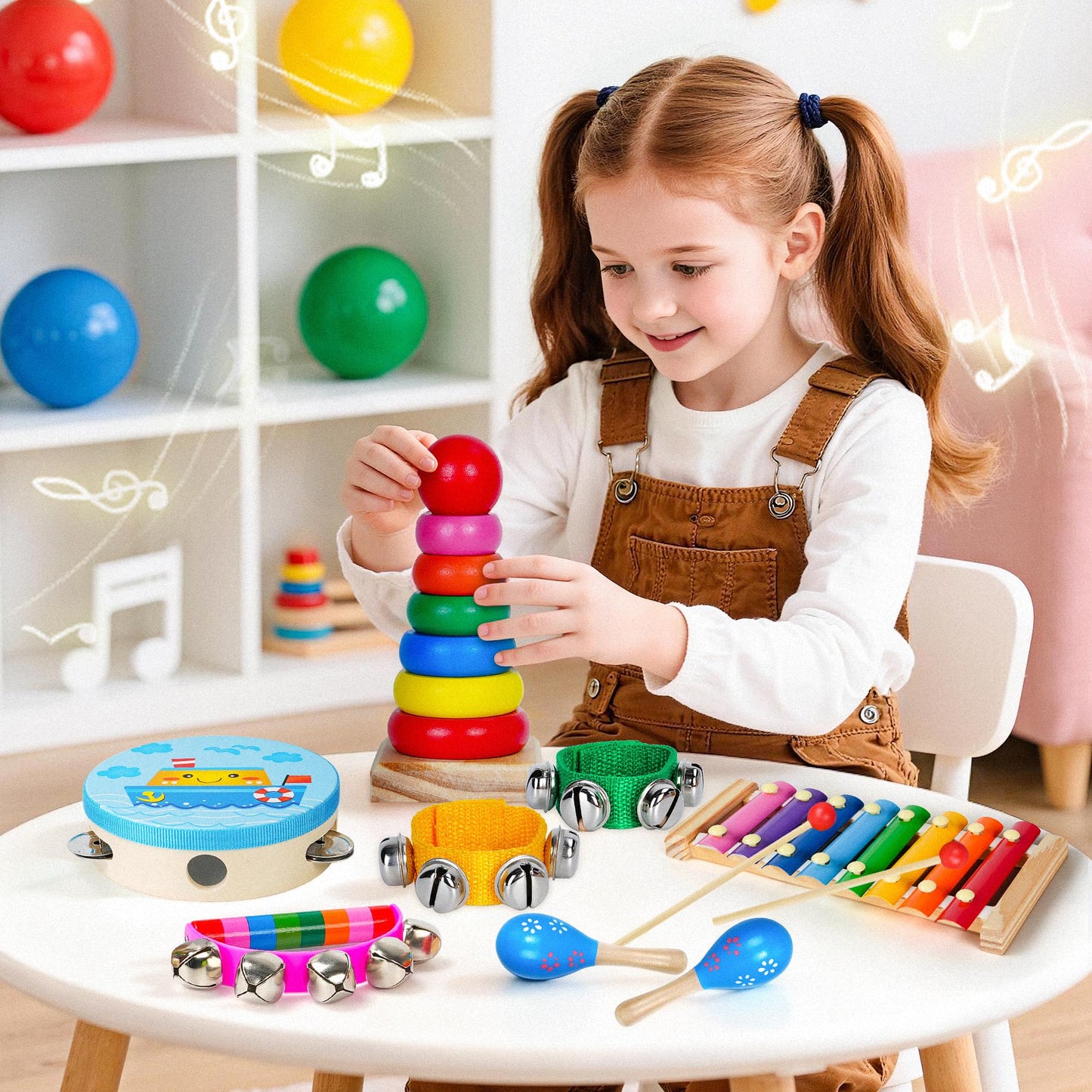 Childom Kids Musical Instruments for Toddlers,Baby Musical Toys for Toddlers,Preschool Educational Kids Gifts,Christmas Birthday Gifts for Boys Girls,Xylophone,Maracas,Wooden Instruments Toddler Toys
