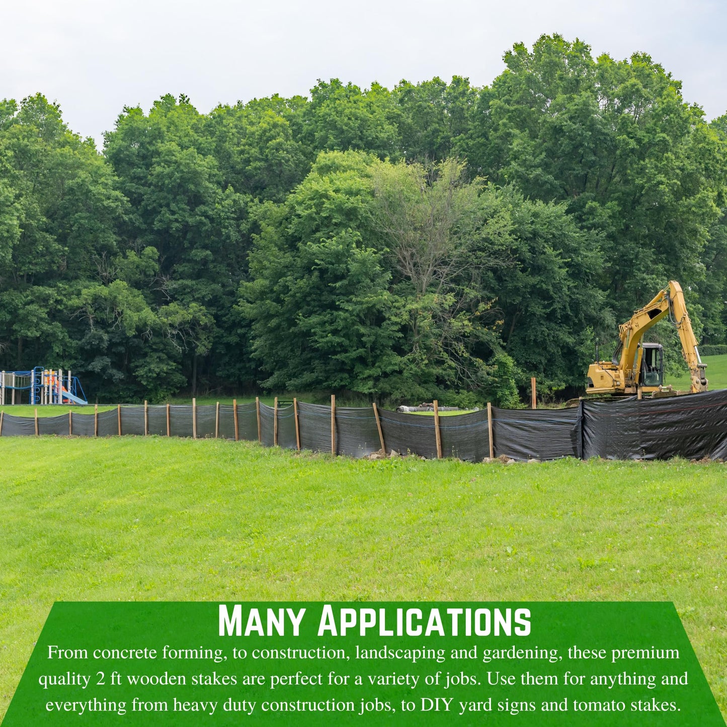 Farm Plastic Supply - 2 Foot Wooden Stakes - Wooden Garden and Sign Posts, Silt Fence, Wood Sticks, Tomato Stakes, Bundle, Construction, Fence (5 Pack)
