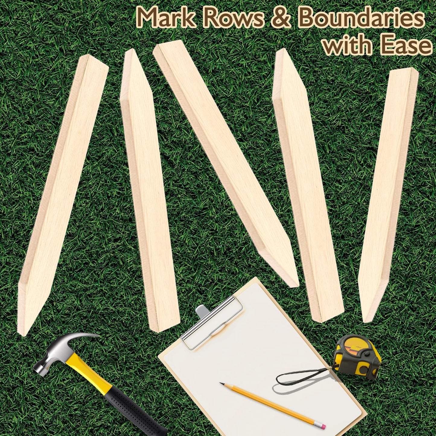 25 Pcs Wood Stakes 12 Inch Wooden Garden Stakes, Grade & Survey Stakes Sign Posts for Plant Support, Silt Fence, Yard Marking, Farm Boundaries, and Baselines