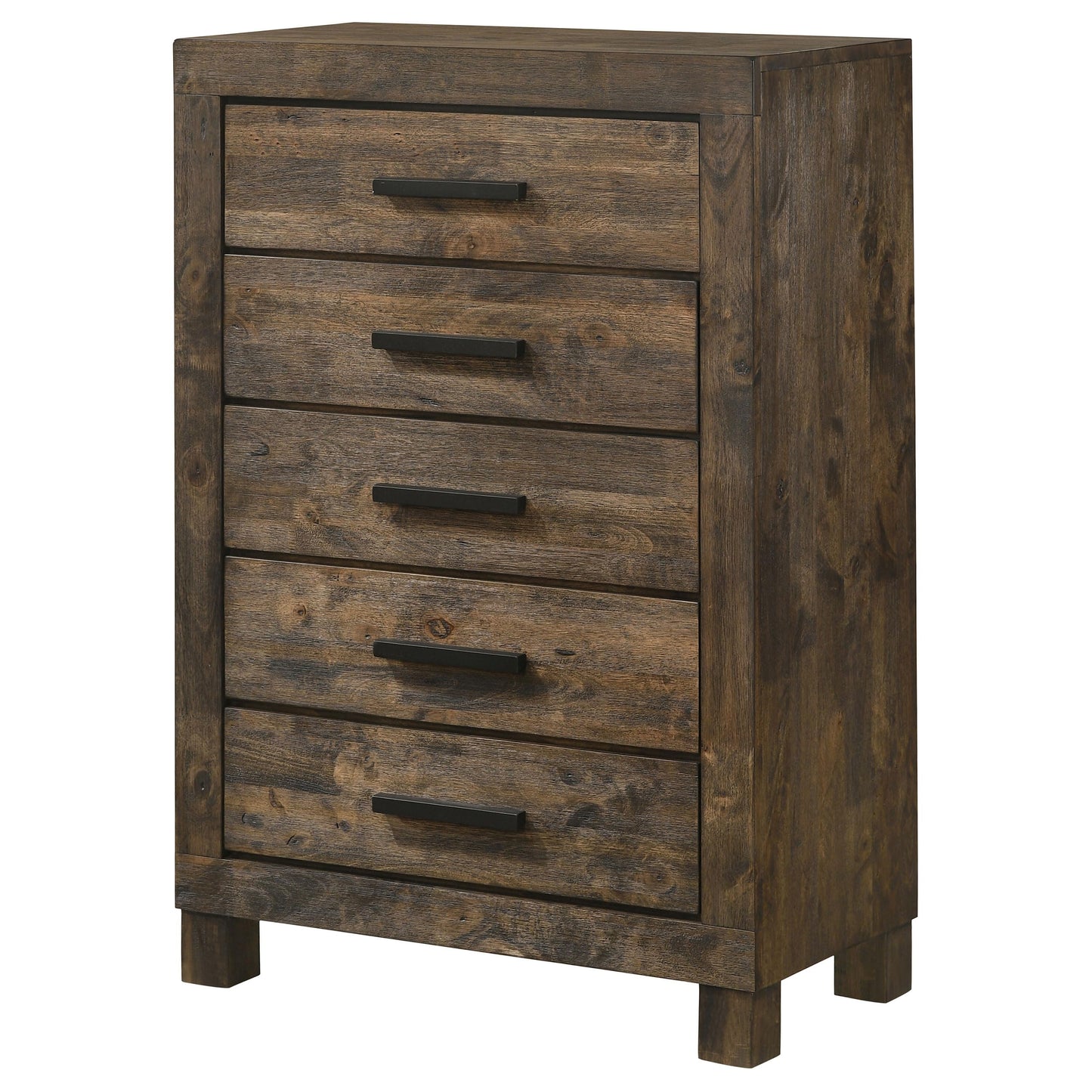 Coaster Home Furnishings Woodmont Farmhouse Wood 5-Drawer Bedroom Chest of Drawers Chiffonier Clothing Storage Cabinet Bedroom Armoire Tall Dresser Organizer Unit Rustic Golden Brown 222635