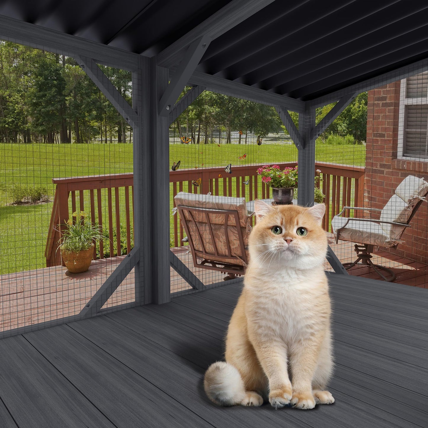 KEIKI Catio Window Perch for Indoor Cats,Large Wooden Outdoor Cat Window Enclosure Box for Cats Sunbathing, Napping, Overlooking,Light Gray